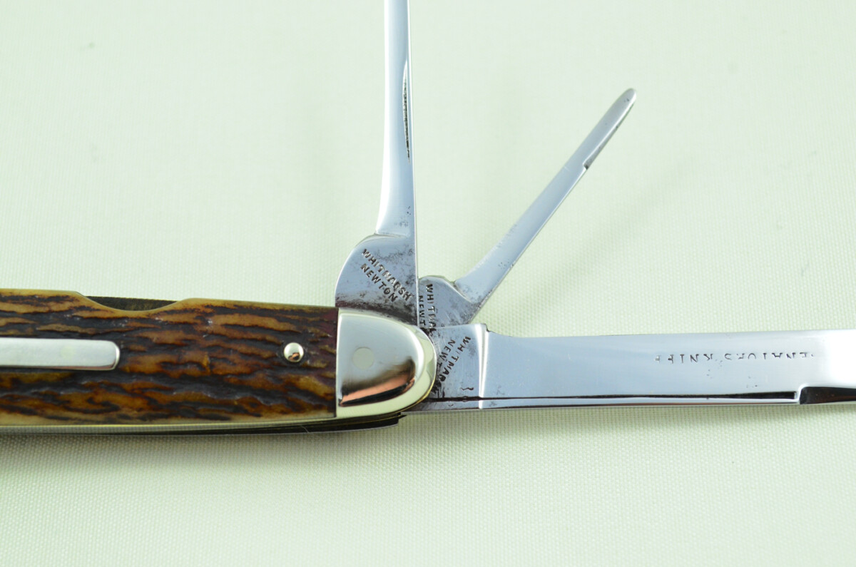Whitmarsh Newton Sheffield Made 4 Blade Stag Antler Horn Scaled Pen Knife - Image 3