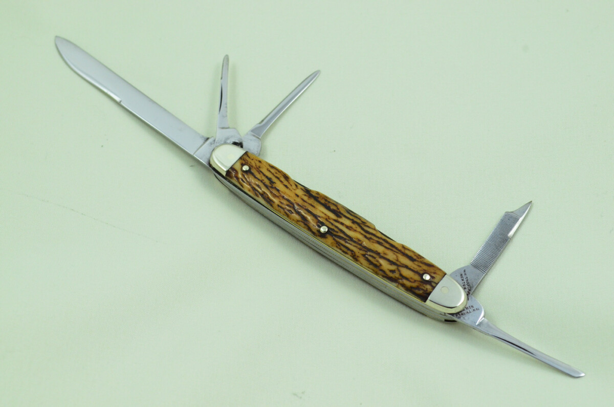 Whitmarsh Newton Sheffield Made 4 Blade Stag Antler Horn Scaled Pen Knife - Image 4
