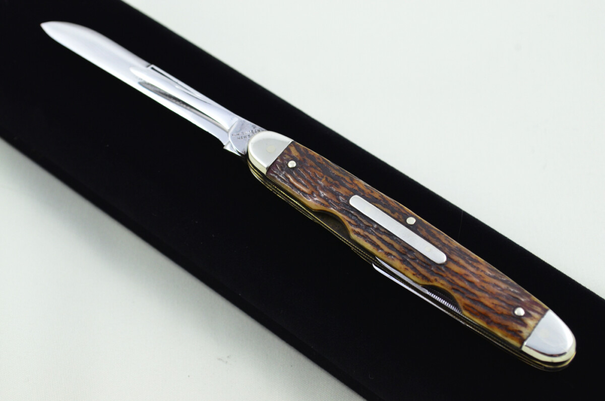 Whitmarsh Newton Sheffield Made 4 Blade Stag Antler Horn Scaled Pen Knife