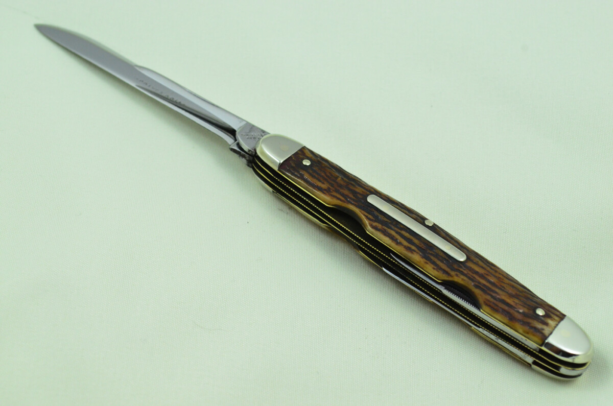 Whitmarsh Newton Sheffield Made 4 Blade Stag Antler Horn Scaled Pen Knife - Image 6