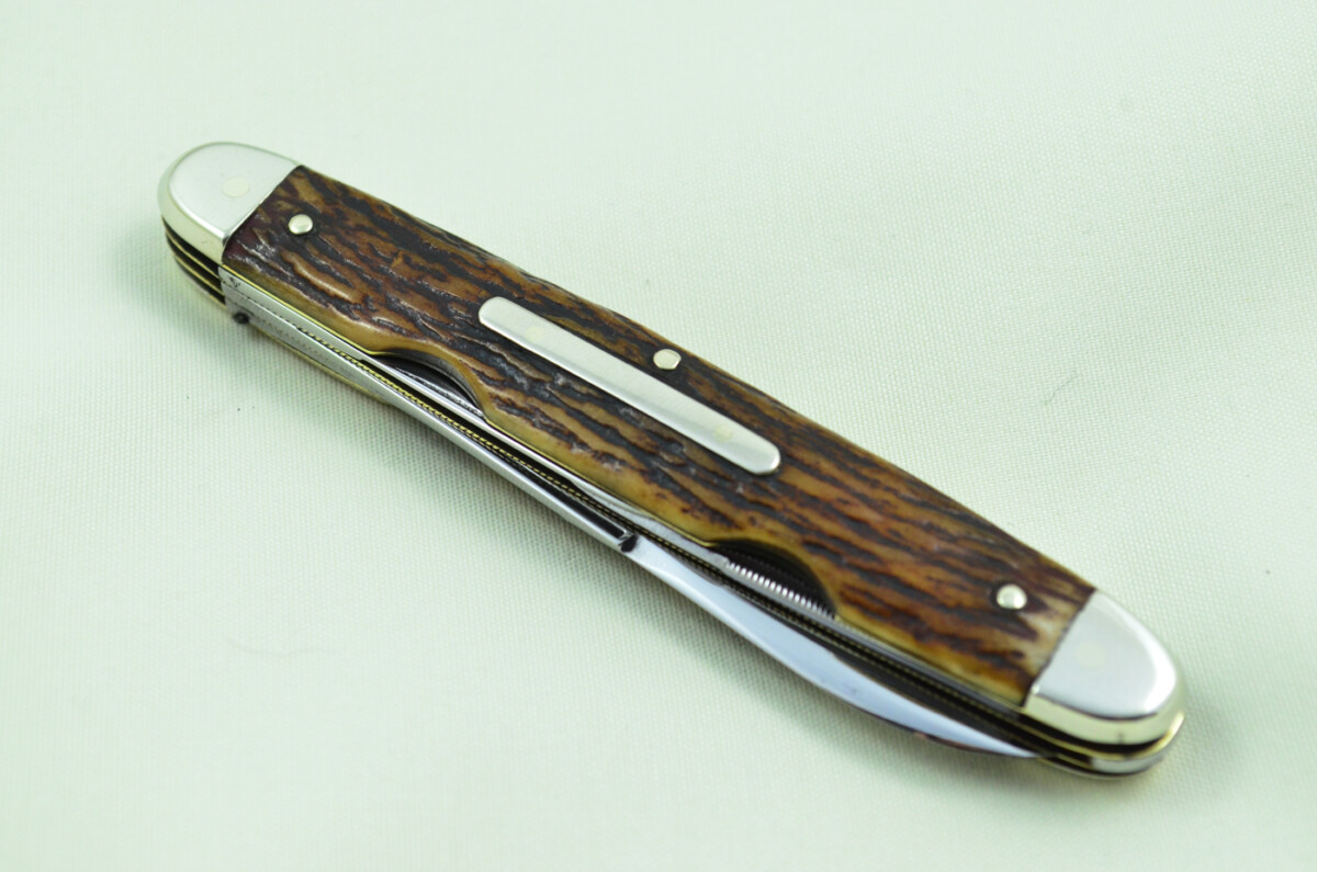 Whitmarsh Newton Sheffield Made 4 Blade Stag Antler Horn Scaled Pen Knife - Image 8