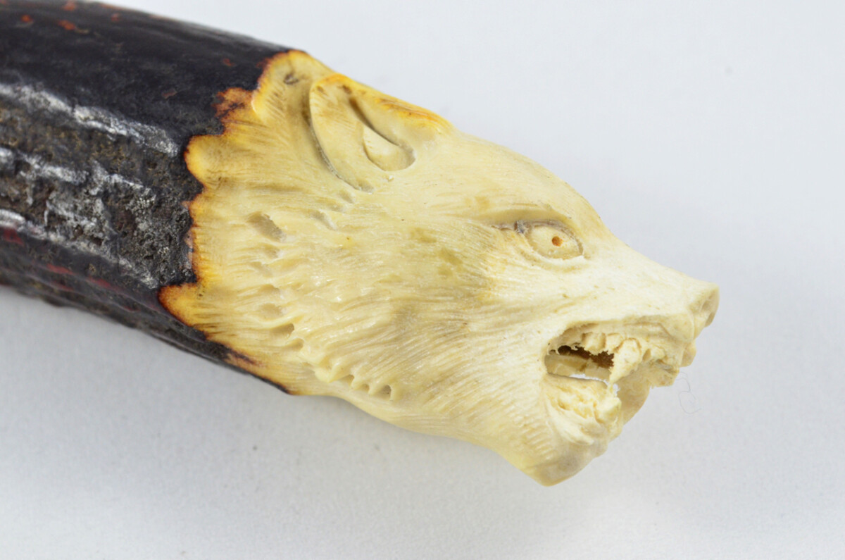 Astonishing Bespoke Hand Carved Wolf Stag Horn Antler Handle Sgian Dubh Hand Engraved Blade Sheffield England - Image 9