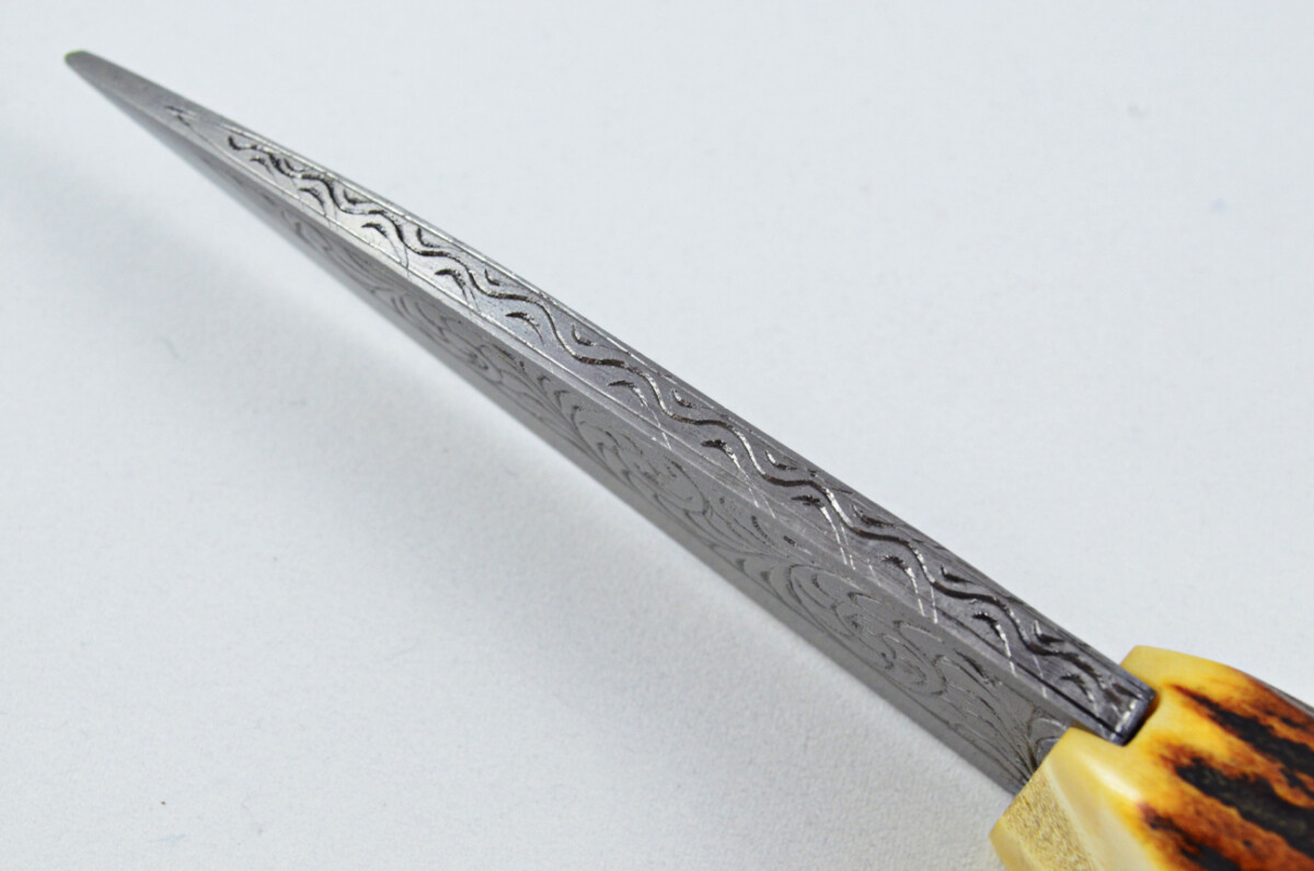 Astonishing Bespoke Hand Carved Wolf Stag Horn Antler Handle Sgian Dubh Hand Engraved Blade Sheffield England - Image 11