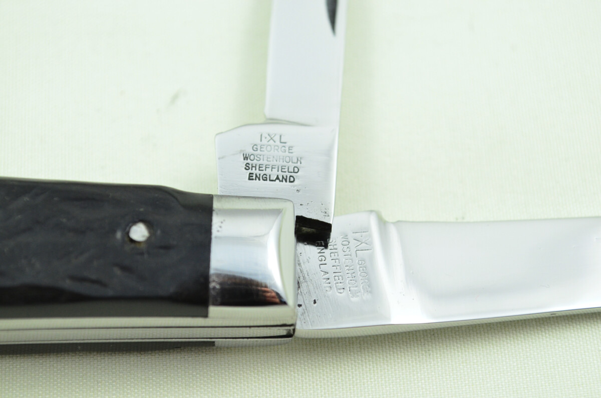 Huge IXL Wolstenholme Sheffield Made 2 Blade Black Fibre Scaled Pen Knife C1890 - Image 2