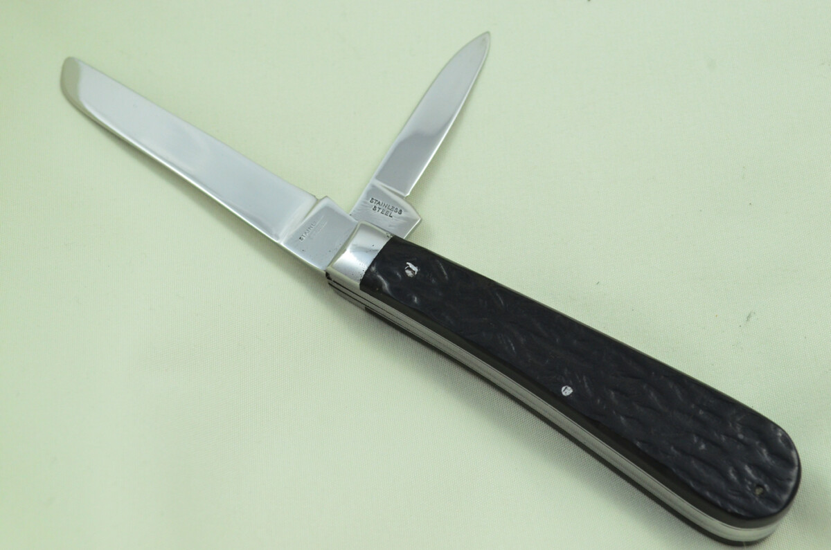 Huge IXL Wolstenholme Sheffield Made 2 Blade Black Fibre Scaled Pen Knife C1890 - Image 3
