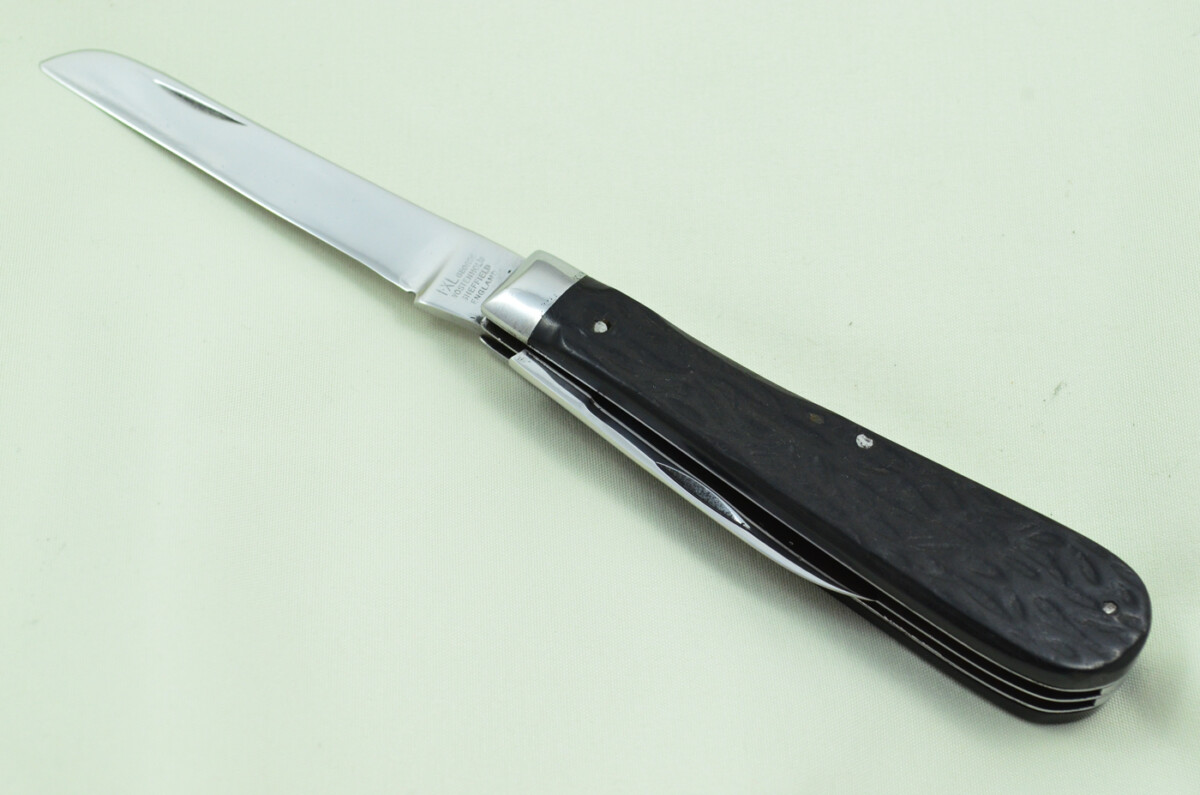 Huge IXL Wolstenholme Sheffield Made 2 Blade Black Fibre Scaled Pen Knife C1890 - Image 4