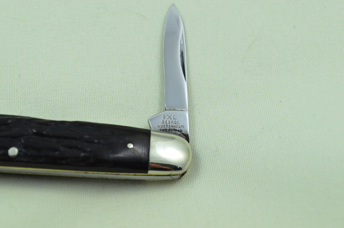 IXL Wolstenholme Sheffield Made 2 Blade Black Fibre Scaled Pen Knife C1890 - Image 4