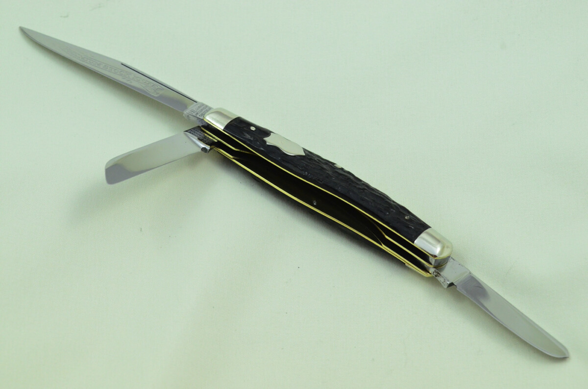 IXL Wolstenholme Sheffield Made 3 Blade Black Fibre Scaled Pen Knife C1890