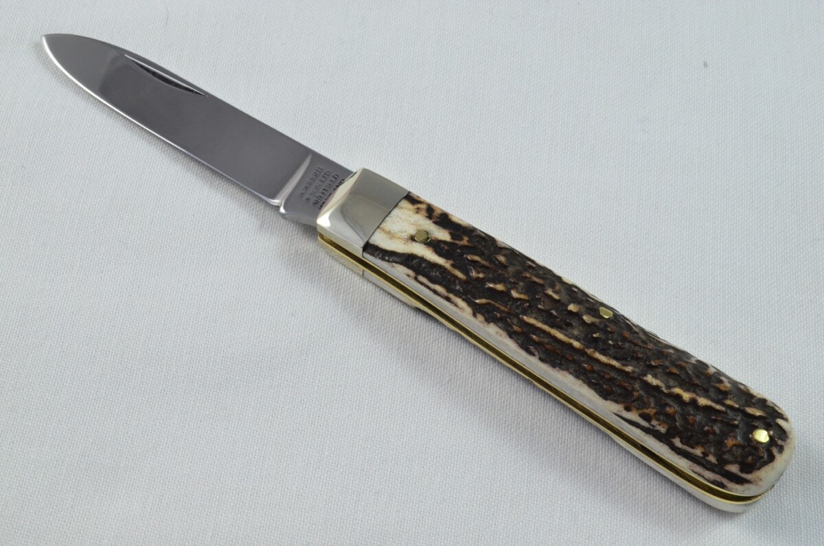 A Brand New Handmade Spearpoint Bladed Stag Antler Scaled Pen / Pocket Knife - Image 2