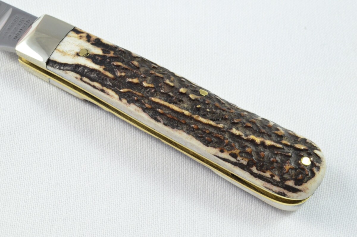 A Brand New Handmade Spearpoint Bladed Stag Antler Scaled Pen / Pocket Knife - Image 3
