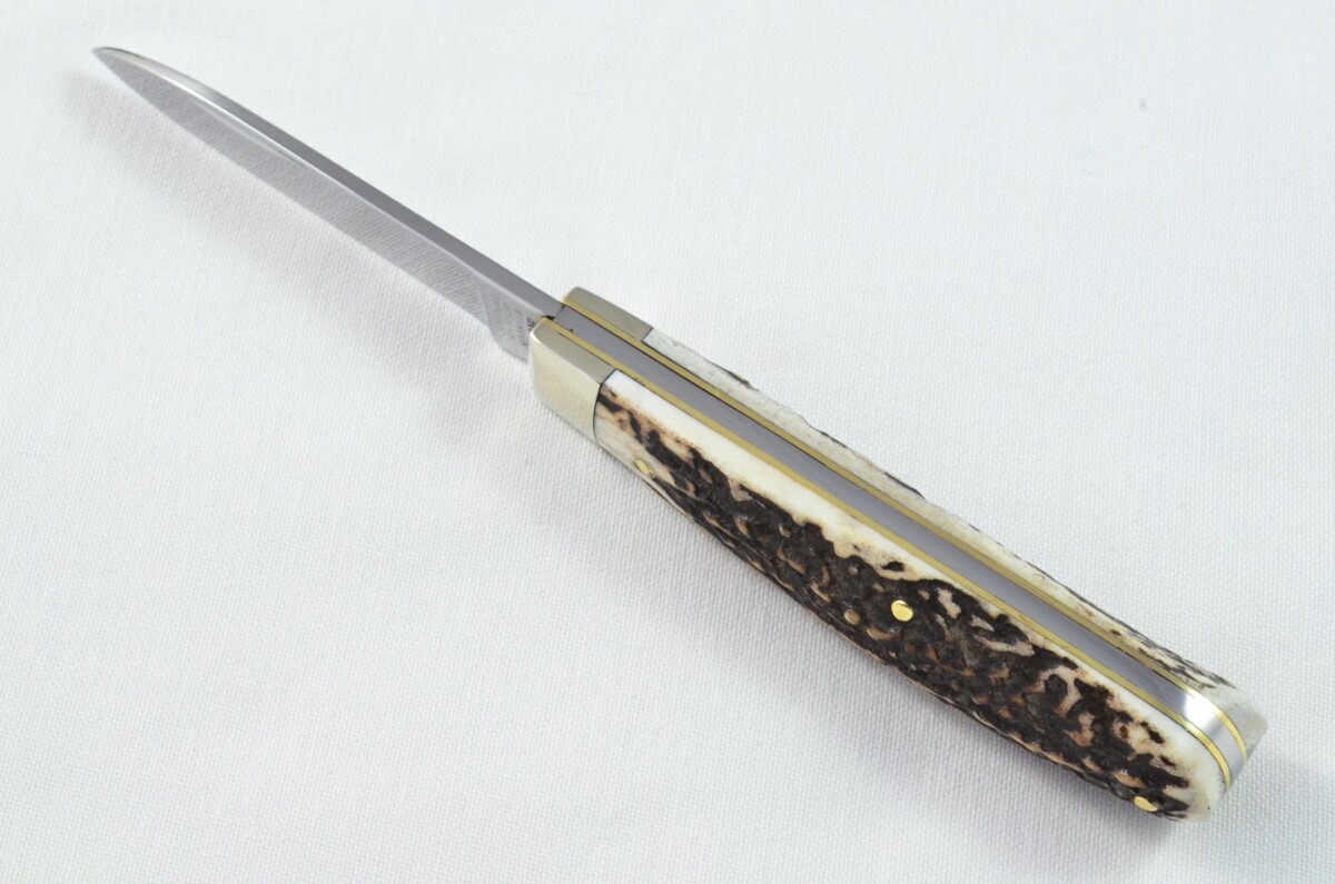 A Brand New Handmade Spearpoint Bladed Stag Antler Scaled Pen / Pocket Knife - Image 5