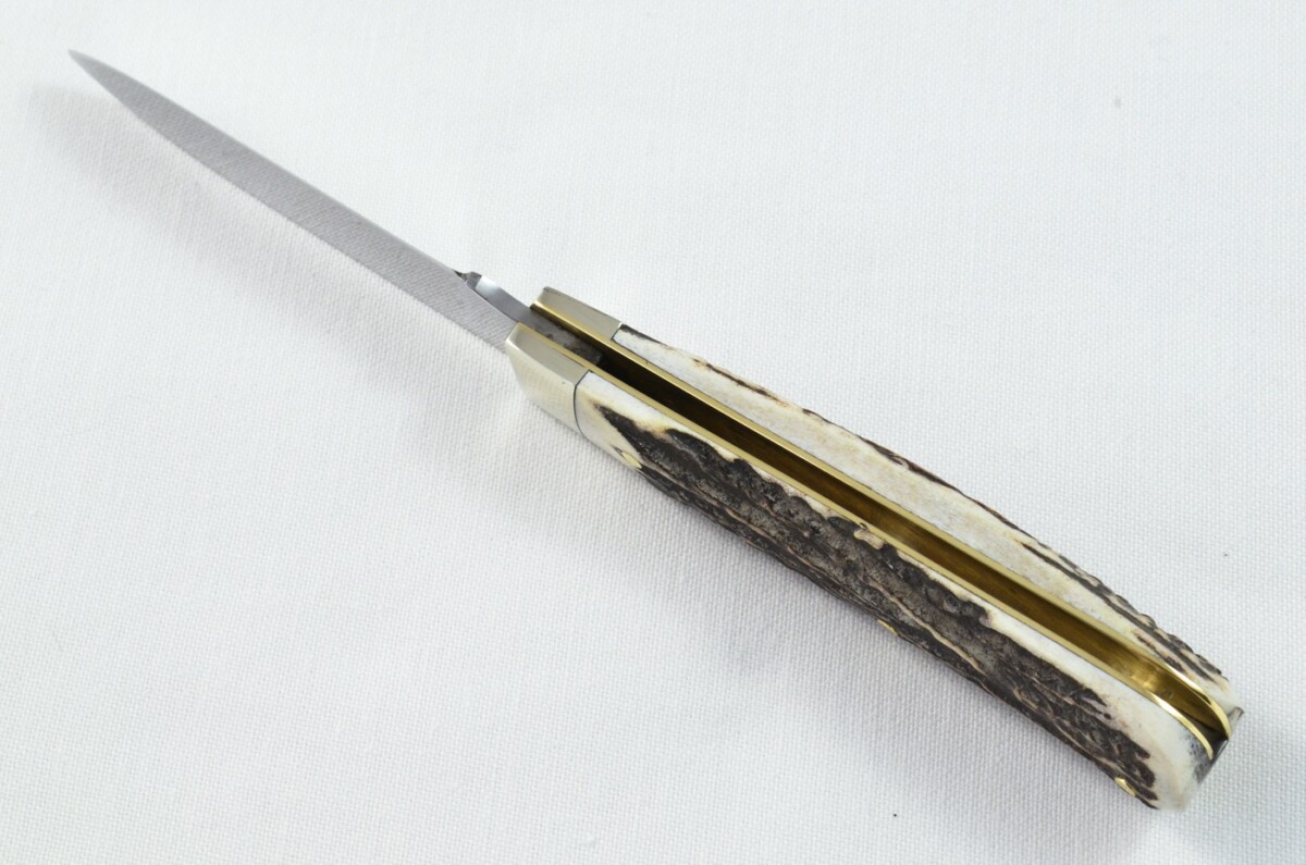 A Brand New Handmade Spearpoint Bladed Stag Antler Scaled Pen / Pocket Knife - Image 6
