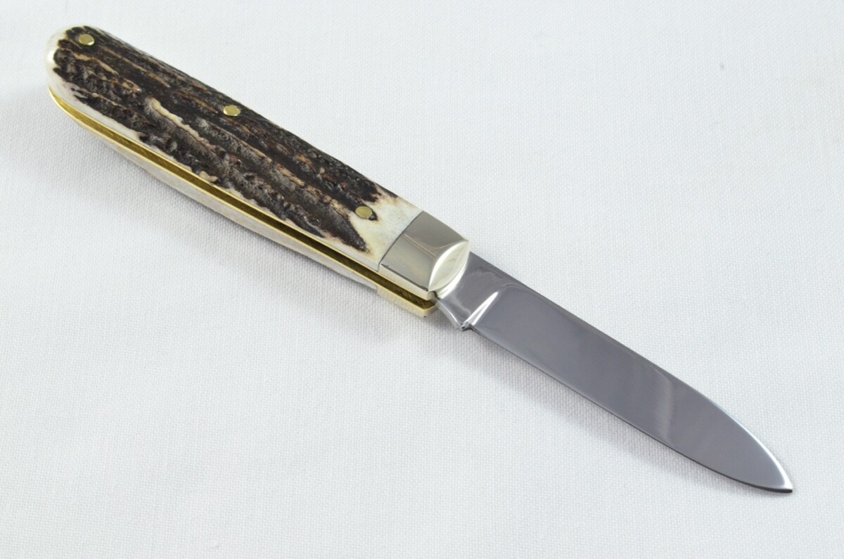 A Brand New Handmade Spearpoint Bladed Stag Antler Scaled Pen / Pocket Knife - Image 7