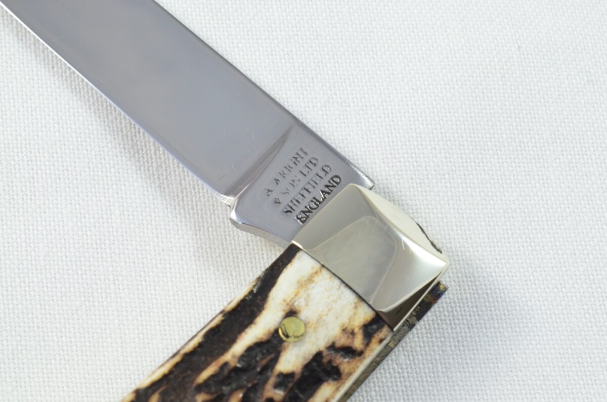 A Brand New Handmade Spearpoint Bladed Stag Antler Scaled Pen / Pocket Knife - Image 8