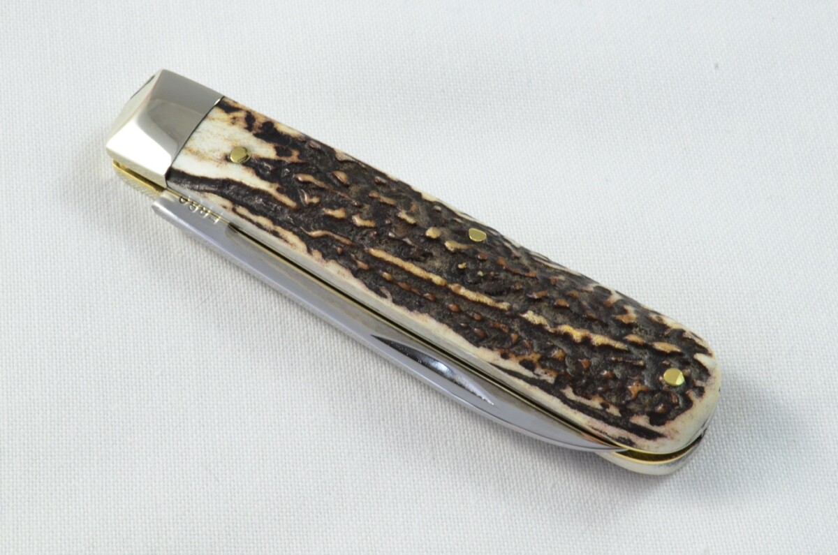 A Brand New Handmade Spearpoint Bladed Stag Antler Scaled Pen / Pocket Knife - Image 9