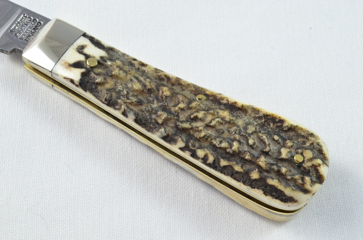 A Brand New Handmade Lambsfoot Bladed Stag Antler Scaled Pen / Pocket Knife - Image 3