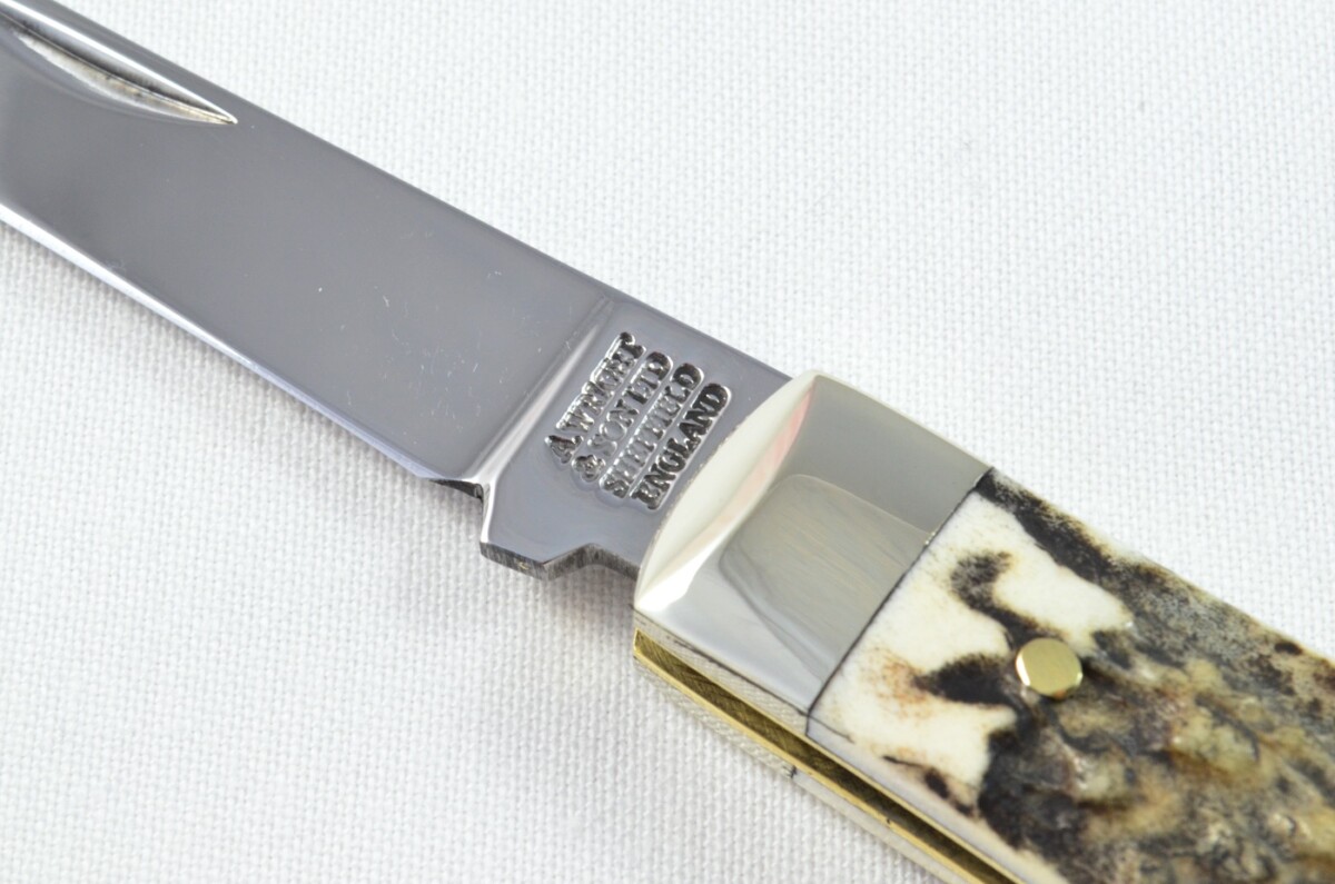 A Brand New Handmade Lambsfoot Bladed Stag Antler Scaled Pen / Pocket Knife - Image 5