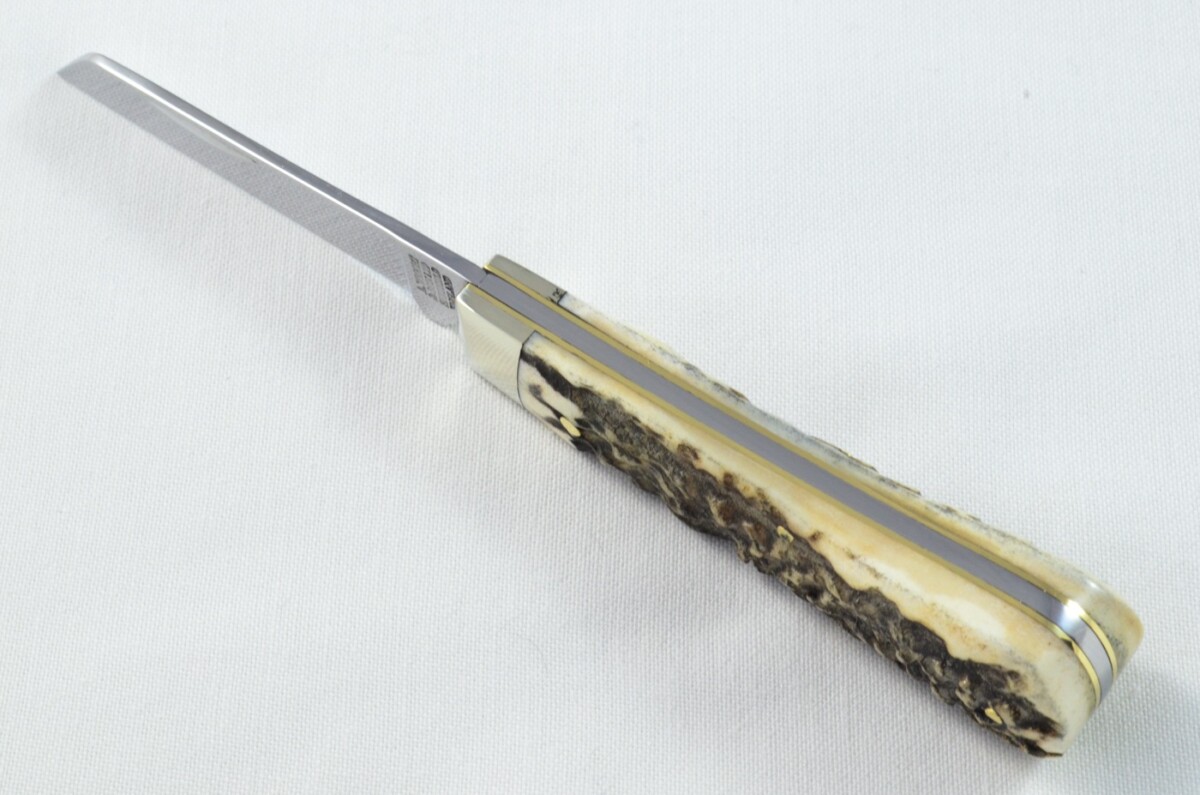 A Brand New Handmade Lambsfoot Bladed Stag Antler Scaled Pen / Pocket Knife - Image 6