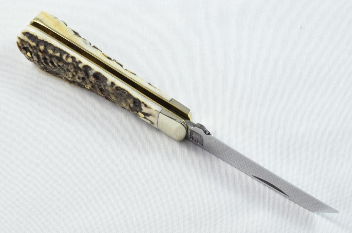 A Brand New Handmade Lambsfoot Bladed Stag Antler Scaled Pen / Pocket Knife - Image 7