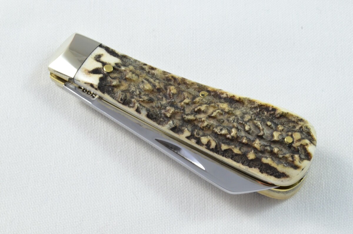 A Brand New Handmade Lambsfoot Bladed Stag Antler Scaled Pen / Pocket Knife - Image 8