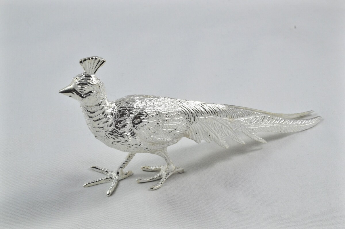 Beautiful Silver Plated Animal Ornament Large - Peacock
