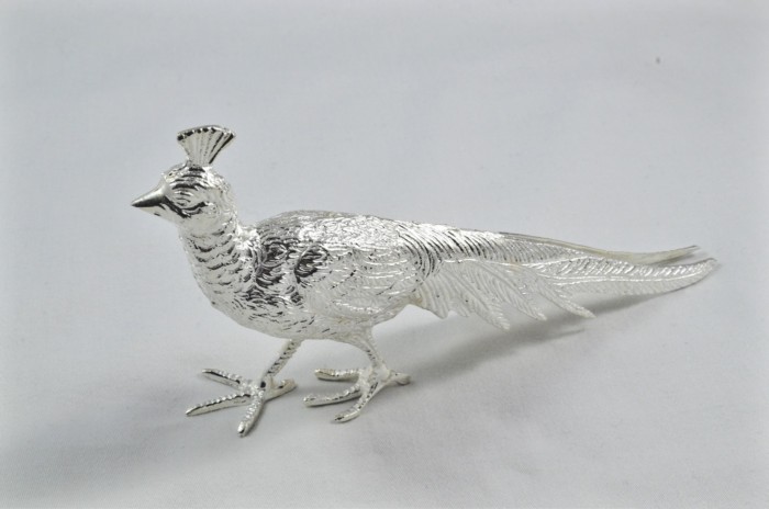Beautiful Silver Plated Animal Ornament Large - Peacock