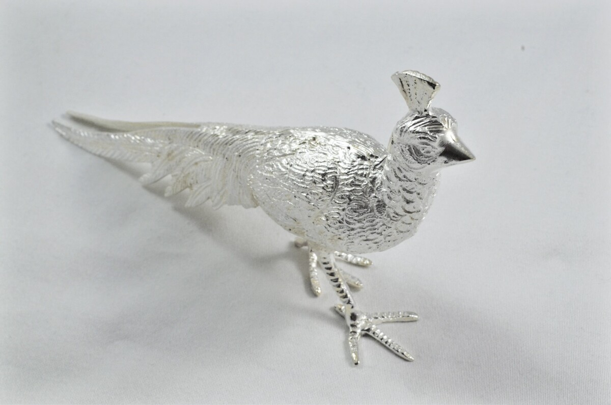 Beautiful Silver Plated Animal Ornament Large - Peacock - Image 3