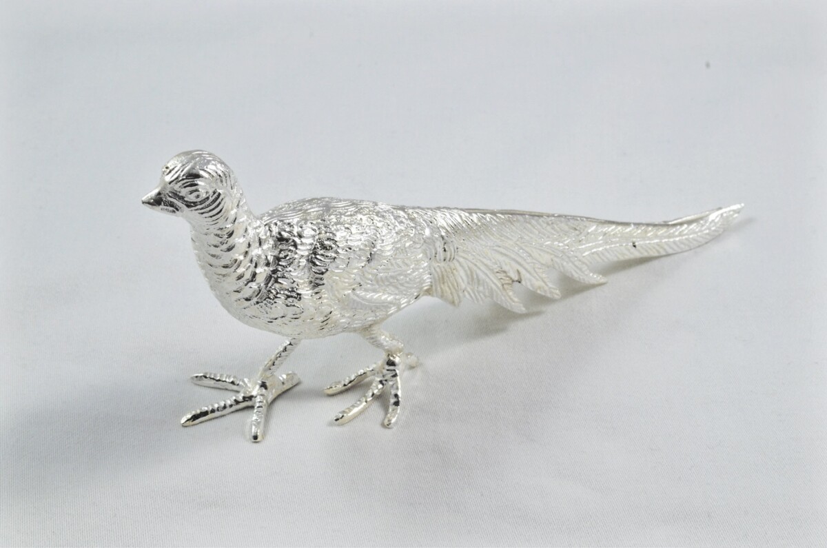 Beautiful Silver Plated Animal Ornament Large - Pheasant