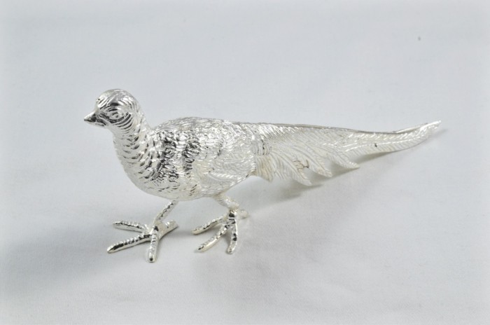 Beautiful Silver Plated Animal Ornament Large - Pheasant
