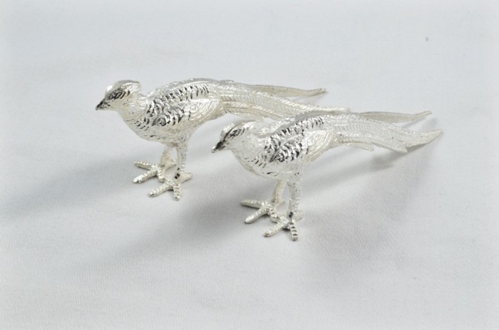 Beautiful Silver Plated Animal Ornament Small - Pheasant