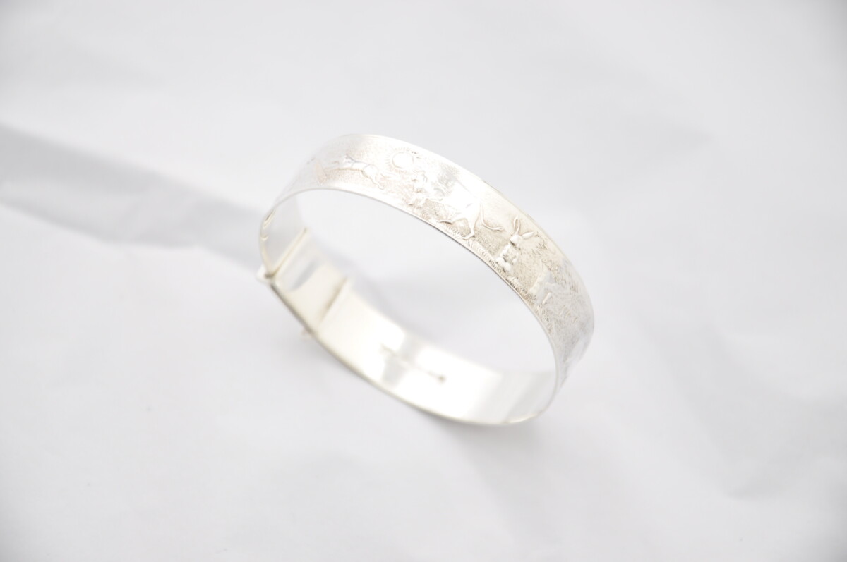 Sterling Silver Expanding Child's Animal Bangle Hallmarked 2025