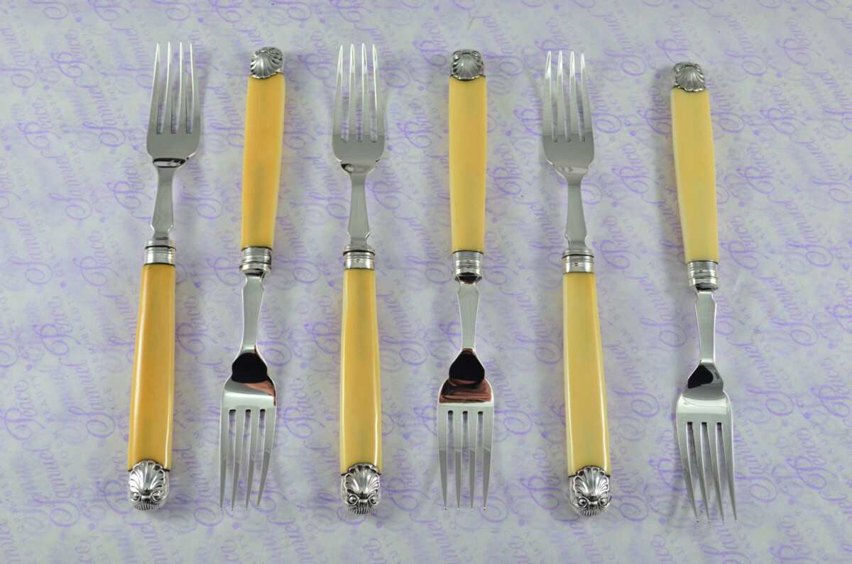James Dixon & Sons Sheffield Sterling Silver Bladed, Capped & Ferruled Set of Fish Knives & Forks 1924 - Image 3