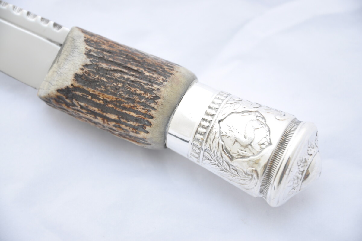 Genuine Silver Plate Bambi Capped Stag Handle Sgian Dubh Carbon Steel - Image 2