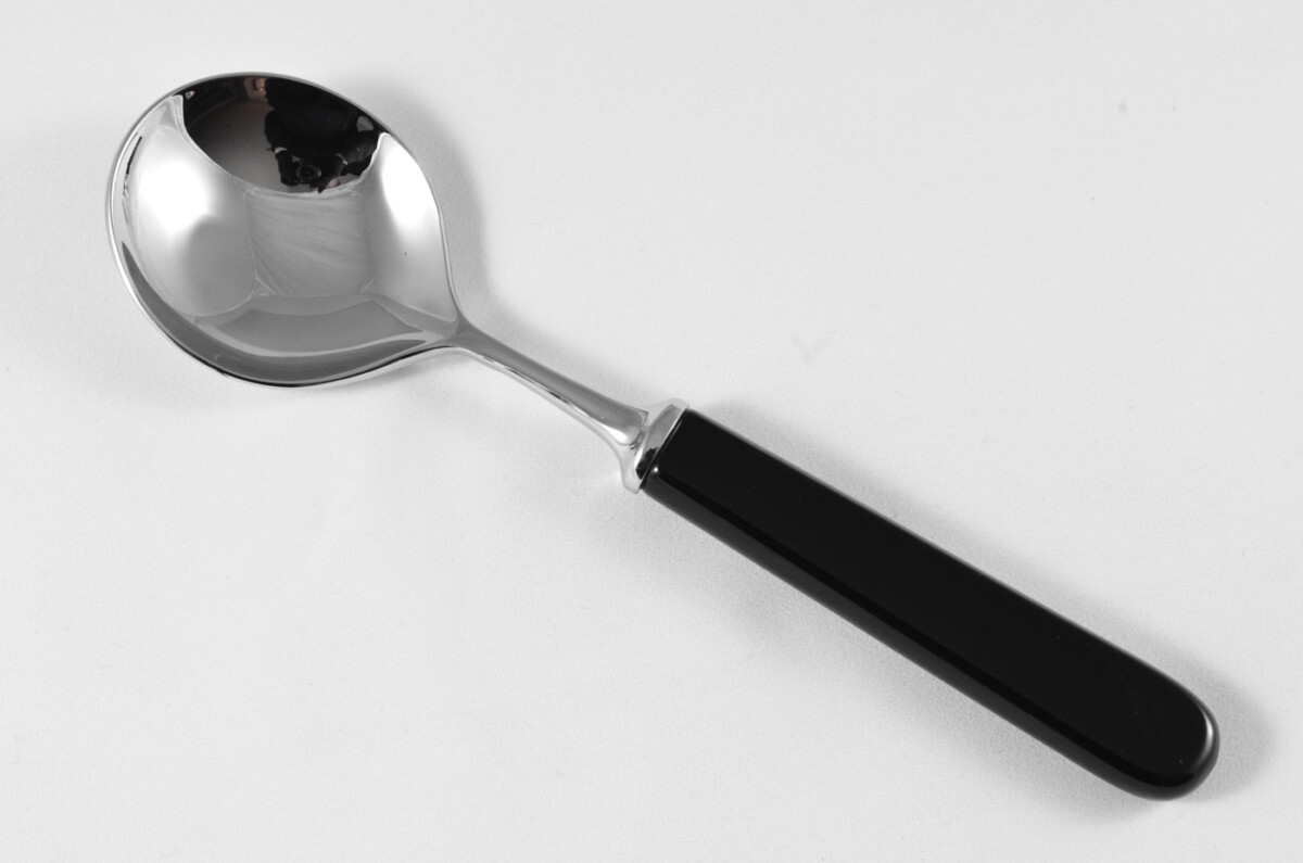 New Fantastic Genuine Black Handle Soup Spoon Mirrored Finish Made In Sheffield England