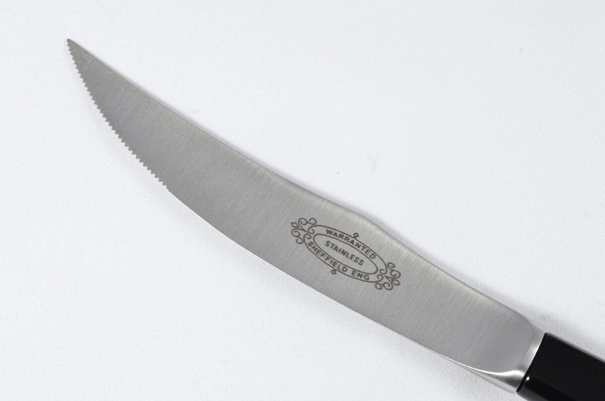 New Fantastic Genuine Black Handle Steak Knife Brushed Finish Made In Sheffield England - Image 3
