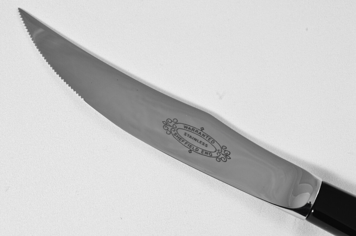 New Fantastic Genuine Black Handle Steak Knife Mirrored Finish Made In Sheffield England - Image 3