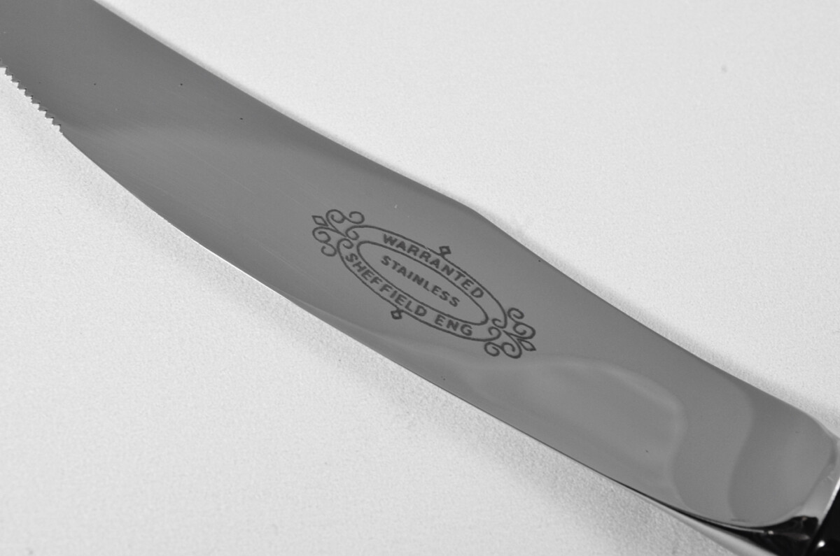 New Fantastic Genuine Black Handle Steak Knife Mirrored Finish Made In Sheffield England - Image 4