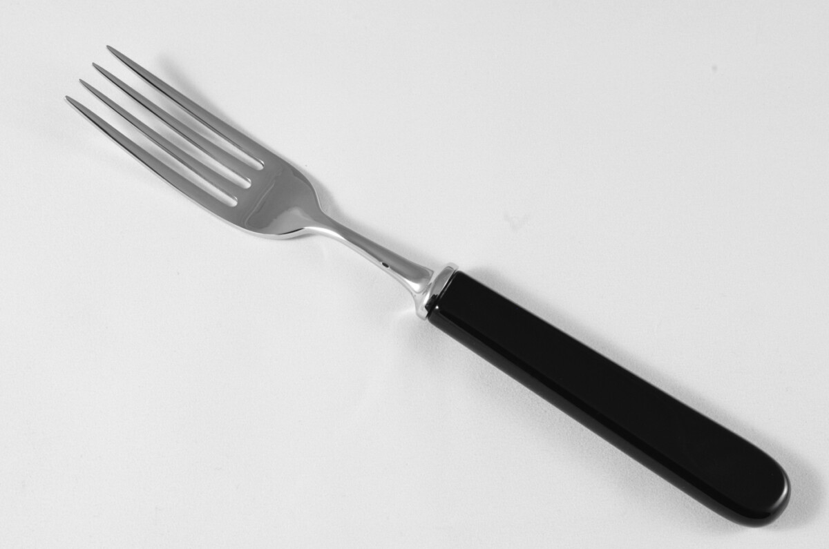 New Fantastic Genuine Black Handle Table Knife & Fork Mirrored Finish Made In Sheffield England - Image 6