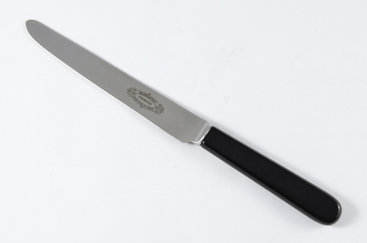 New Fantastic Genuine Black Handle Table Knife & Fork Brushed Finish Made In Sheffield England - Image 2