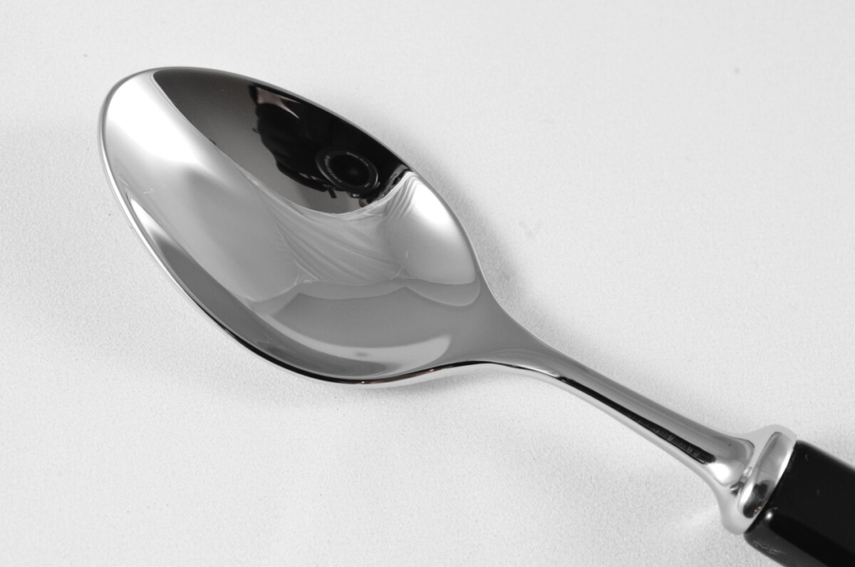 New Fantastic Genuine Black Handle Tea Spoon Mirrored Finish Made In Sheffield England - Image 3
