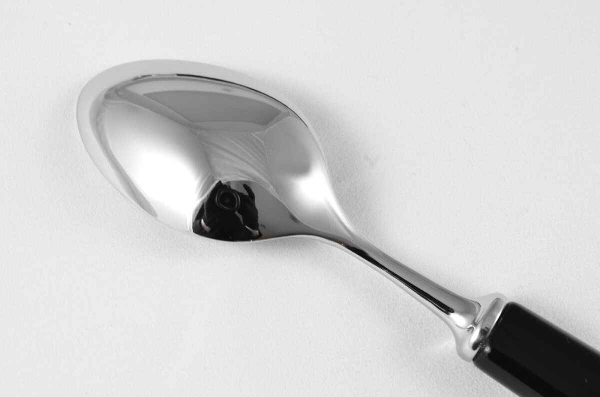 New Fantastic Genuine Black Handle Tea Spoon Mirrored Finish Made In Sheffield England - Image 4
